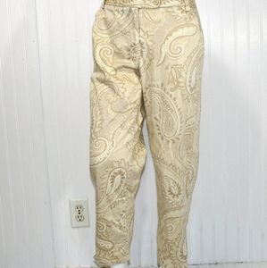 Liz Claiborne Audra Tan Paisley cropped pants